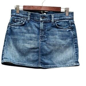 7 For All Mankind Denim Mini Skirt Stretch Sparkle Pockets Women’s Size 27